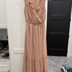 Express Blush Ruffled Maxi Dress